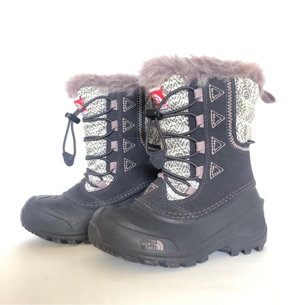 The North Face Shellista Lace Novelty II Gray Purple Faux Fur Girl Snow Boots